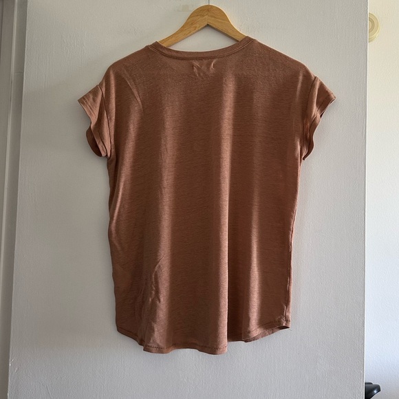 Madewell Linen-Blend Asbury Tee in Light Brown size XS EUC - Picture 7 of 10
